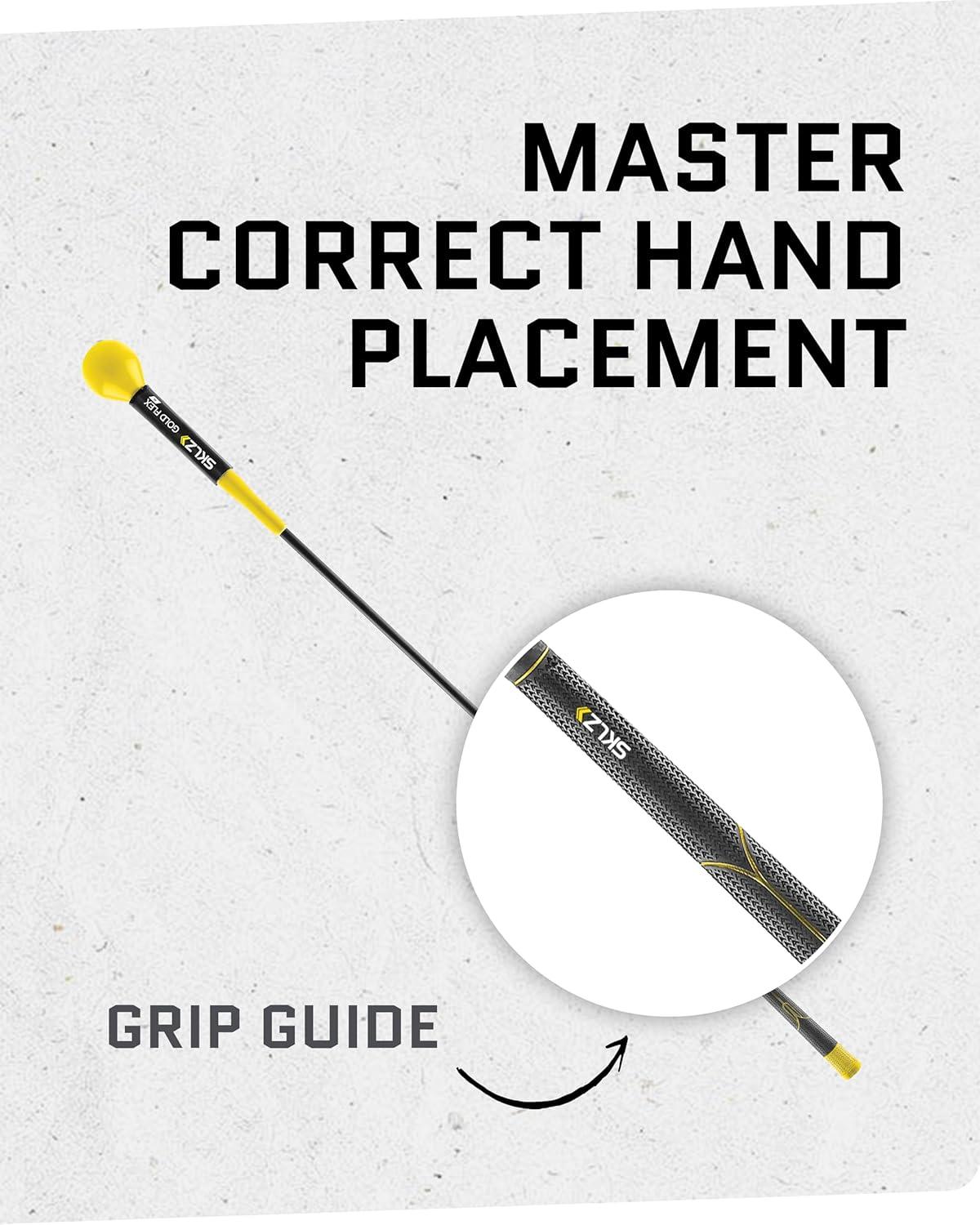 imageSKLZ Golf Swing Trainer and Warm Up Tool Essential Golf Accessories for Golfers Increase Swing Speed Distance Balance and Grip StrengthGold Flex 48 Swing Trainer