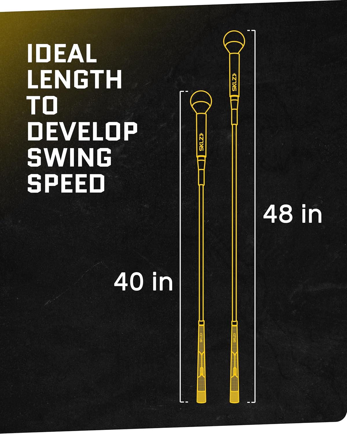 imageSKLZ Golf Swing Trainer and Warm Up Tool Essential Golf Accessories for Golfers Increase Swing Speed Distance Balance and Grip StrengthGold Flex 48 Swing Trainer