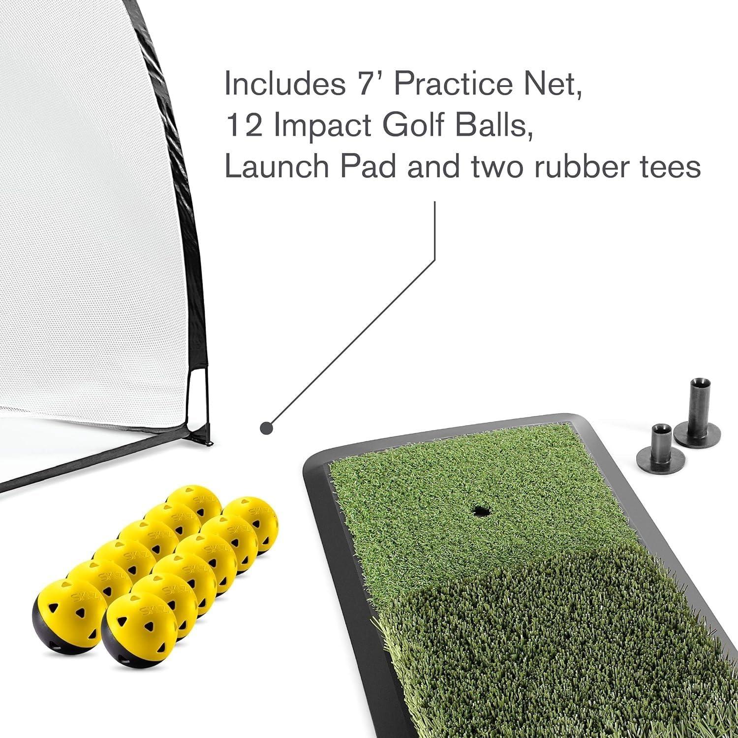 imageSKLZ Home Golf Driving Range Kit with Net Golf Balls Launch Pad and Tees