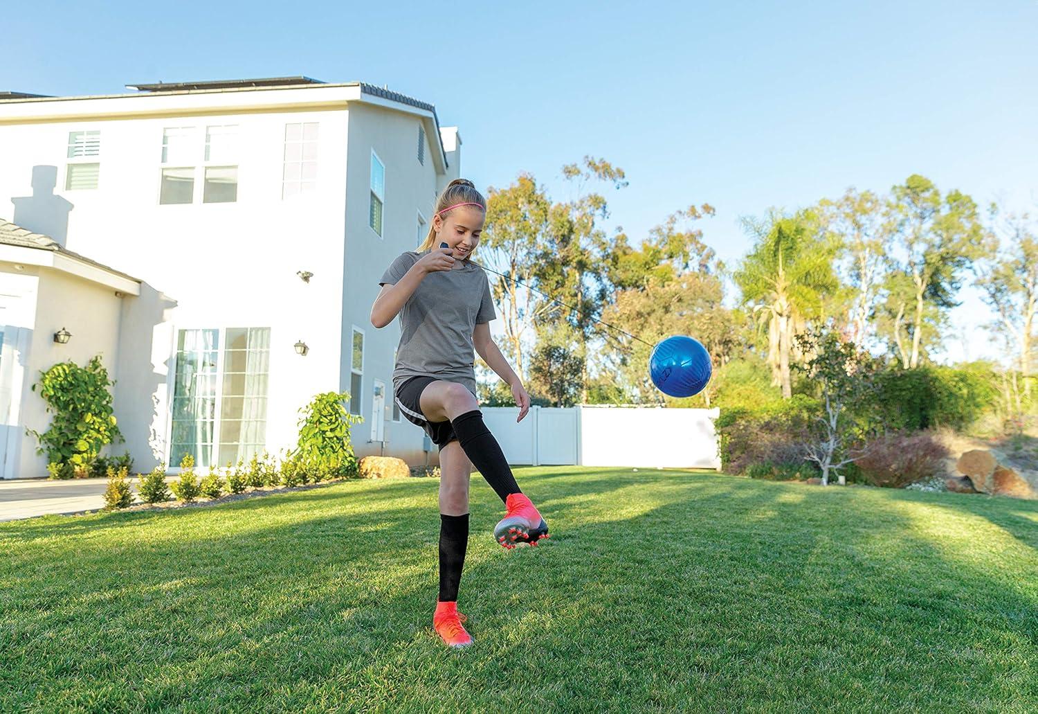 imageSKLZ StarKick Solo Soccer Trainer HandsFree Kicking and Passing Practice Adjustable Cord and Waistband Multiple Ball Sizes Youth Players Perfect for Enhancing Ball Control SkillsCobalt