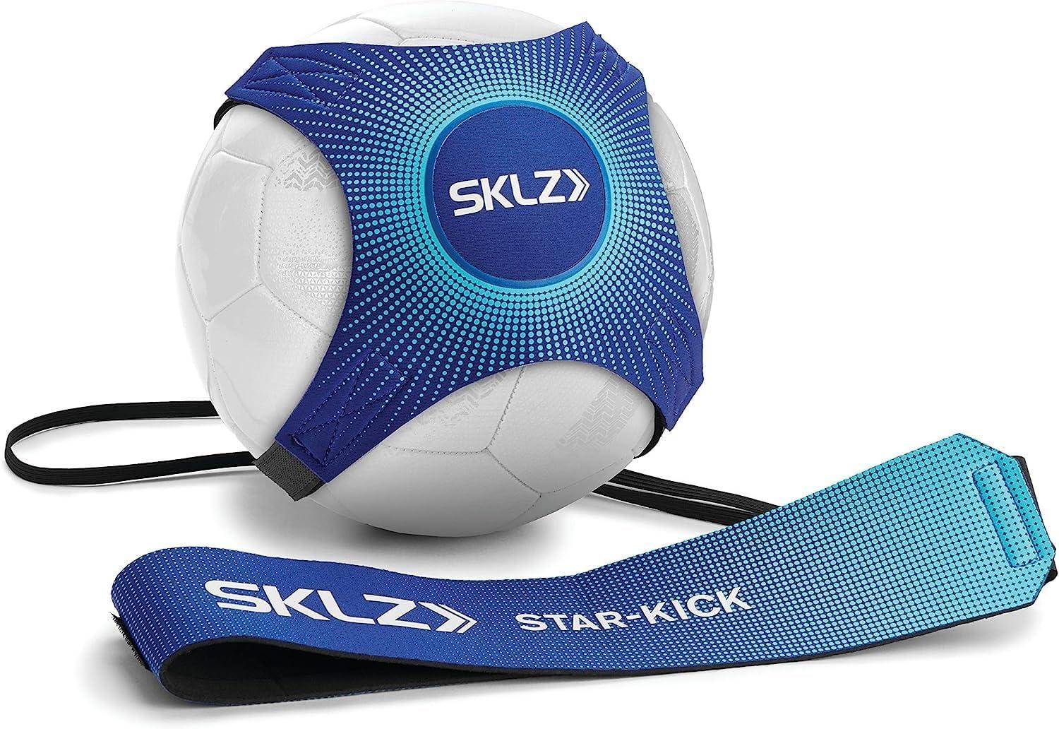 imageSKLZ StarKick Solo Soccer Trainer HandsFree Kicking and Passing Practice Adjustable Cord and Waistband Multiple Ball Sizes Youth Players Perfect for Enhancing Ball Control SkillsCobalt