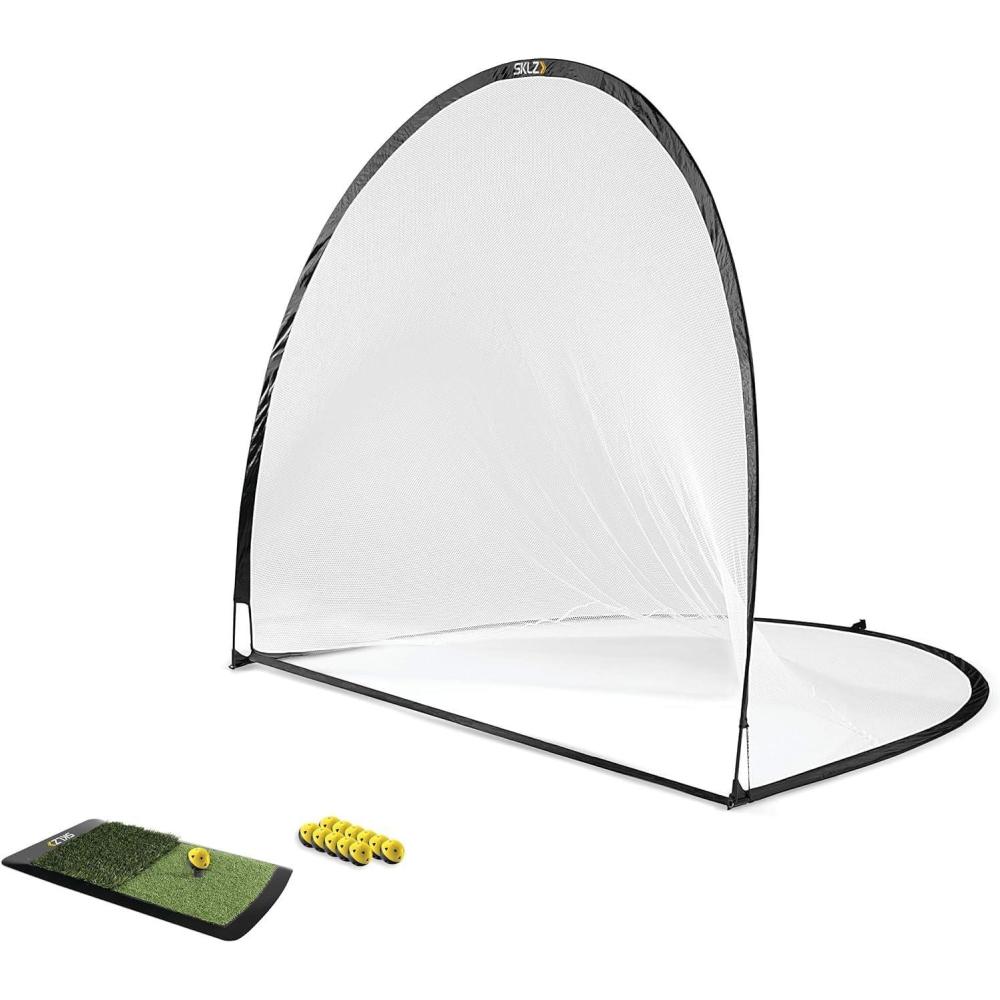 imageSKLZ Home Golf Driving Range Kit with Net Golf Balls Launch Pad and Tees