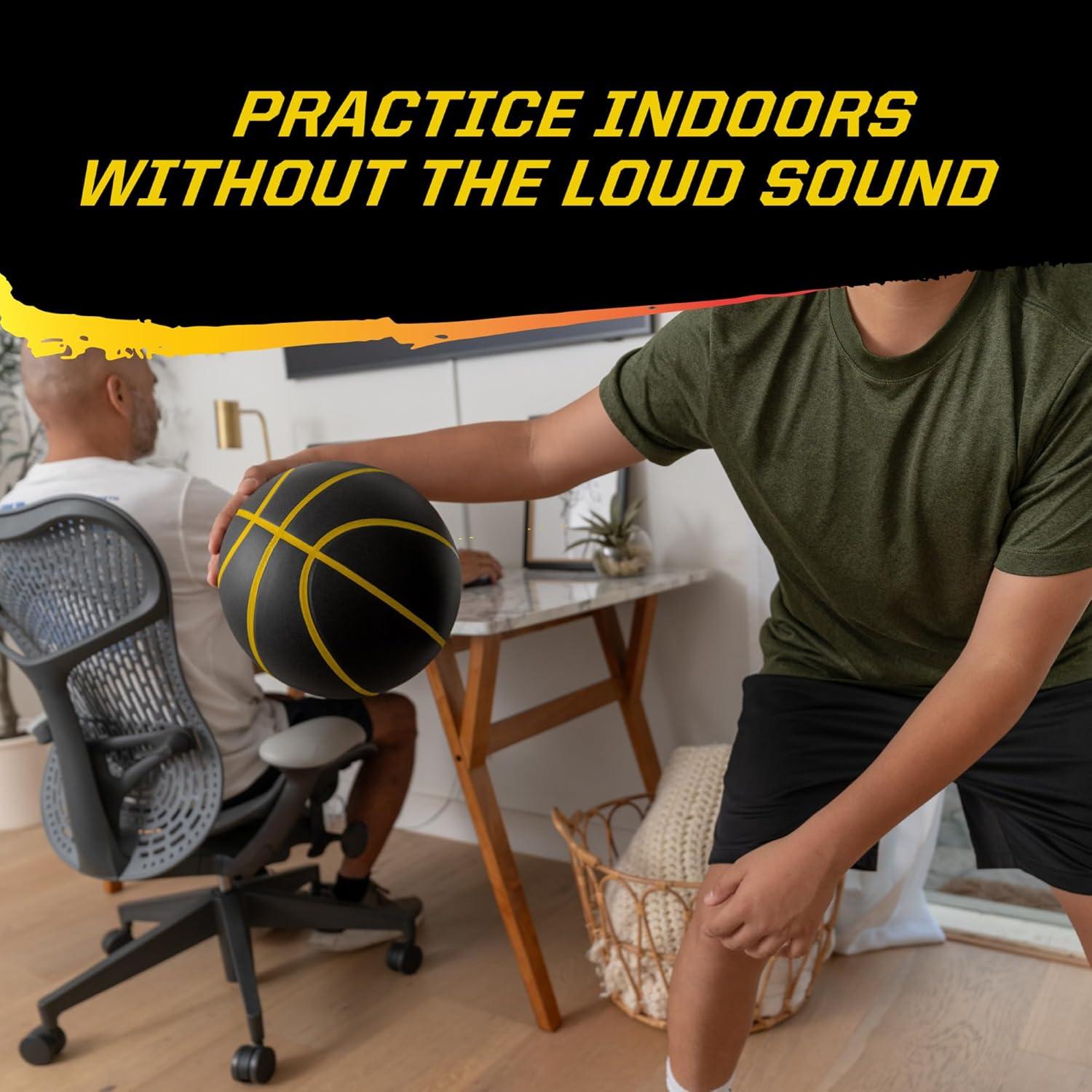 imageBashhhketball Pro Silent Basketball Official Size 7 Foam Basketball 295 Indoor Training Ball with Real Bounce Quiet Dribbling Durable Construction and Real Grip Channels