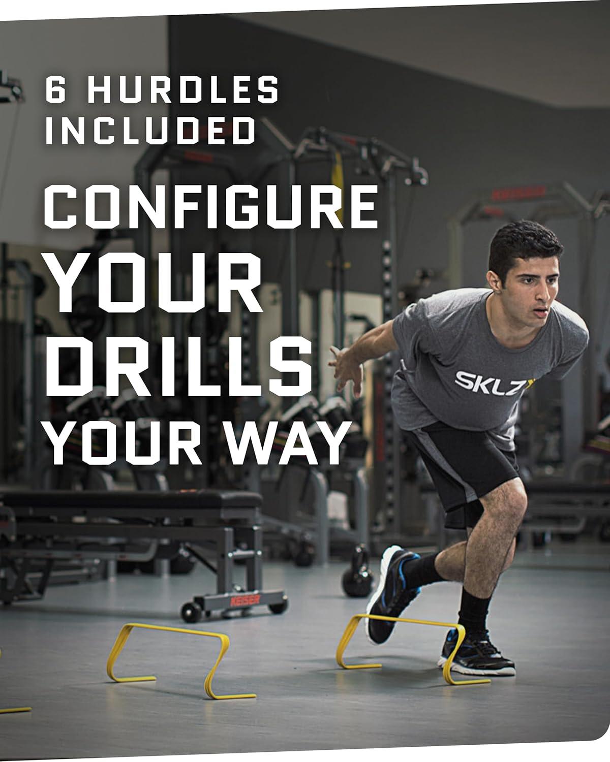 imageSKLZ 6X Ultra Durable Agility Hurdles for Athletes of All Skill Levels6pk of 6in Tall HurdlesBright Yellow ColorMade of Durable Composite MaterialsEasy to Set up ampamp TransportComes wCarry BagHurdles