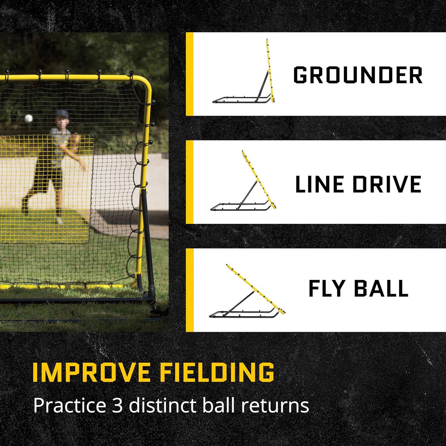 imageSKLZ Baseball and Softball Rebounder Net for Pitching and Fielding Training 4 x 45 feetBaseballs Premium 6 Pack Bundle Perfect for Enhancing Your Fielding and Batting Skills
