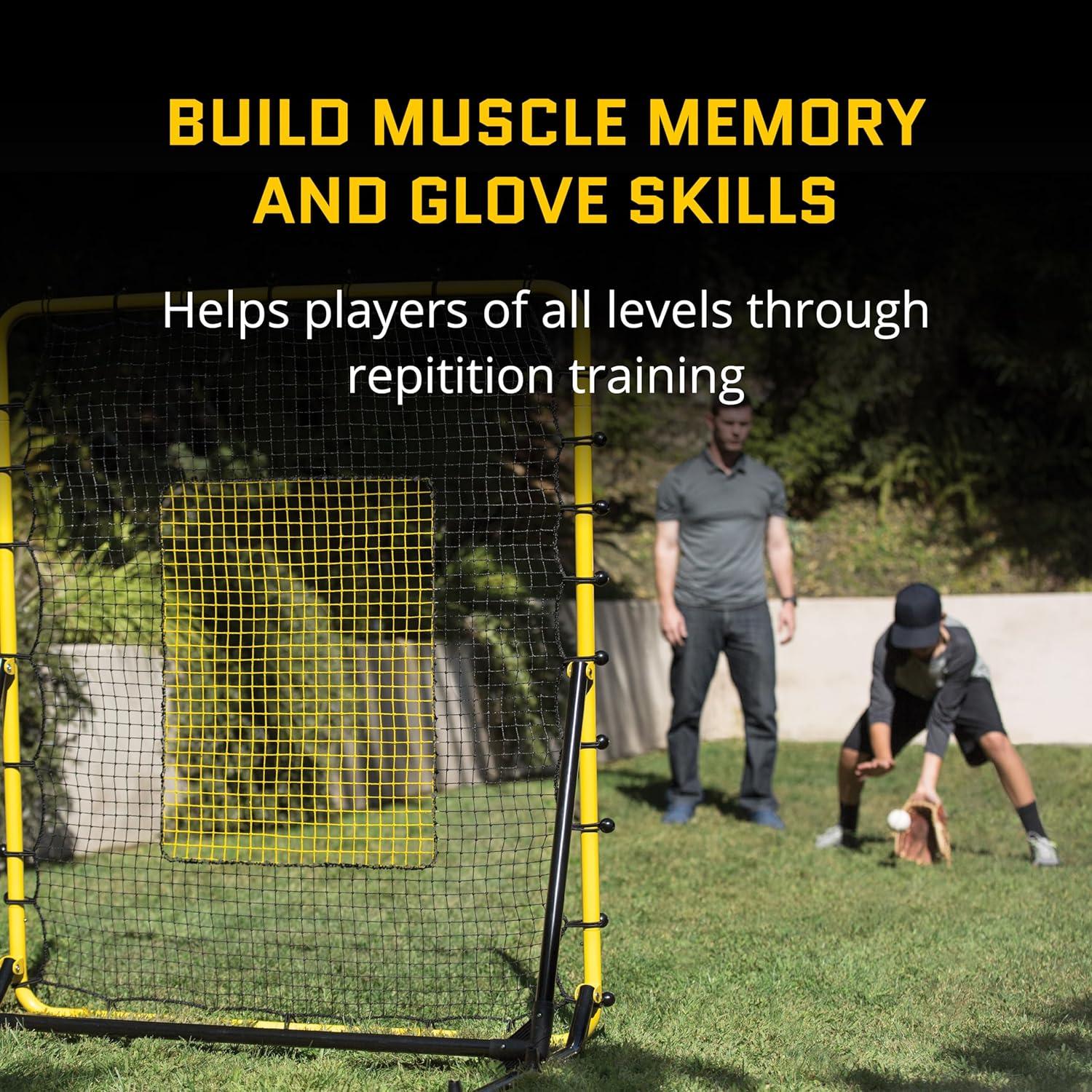 imageSKLZ Baseball and Softball Rebounder Net for Pitching and Fielding Training 4 x 45 feetBaseballs Premium 6 Pack Bundle Perfect for Enhancing Your Fielding and Batting Skills