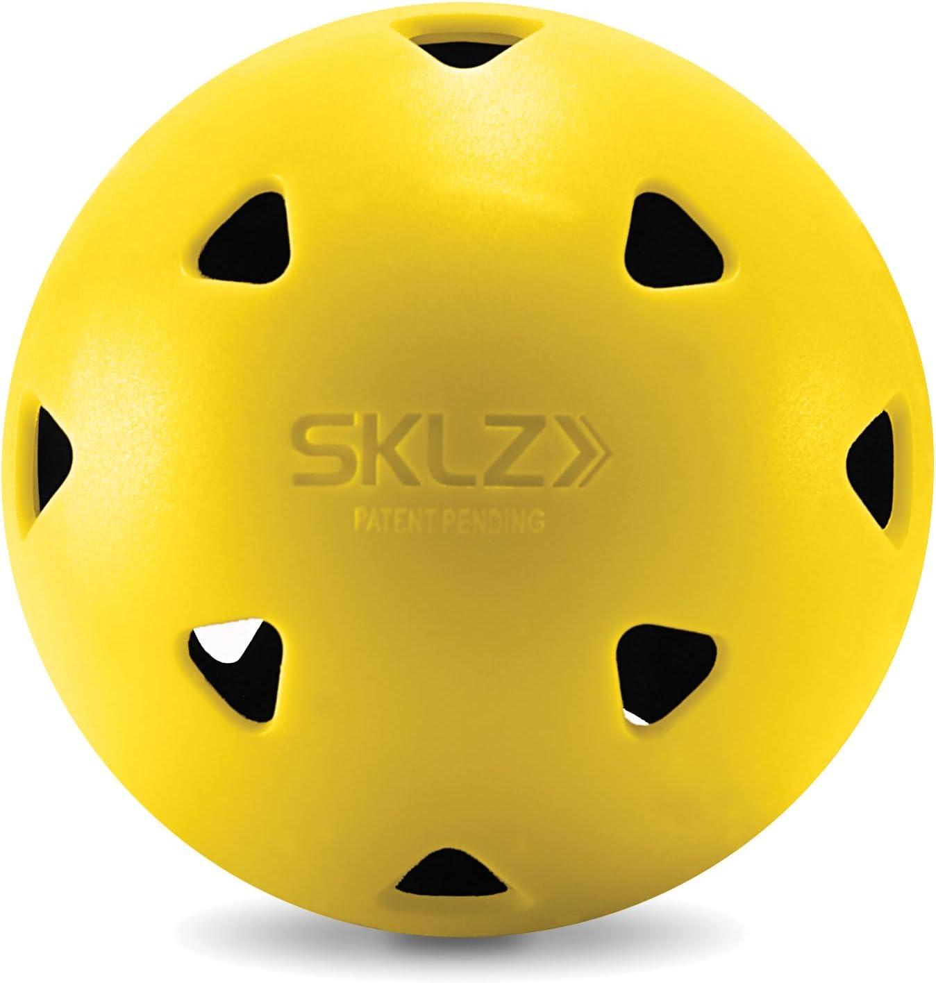 imageSKLZ Premium Impact LimitedFlight Training Baseballs Perfect for Adding Power to Swing Use Indoors Or Outdoors for Practice and Drills Baseball Softball and Mini Balls YellowBlack8 Pack