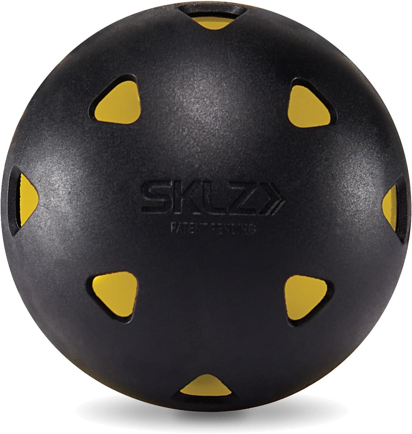 imageSKLZ Premium Impact LimitedFlight Training Baseballs Perfect for Adding Power to Swing Use Indoors Or Outdoors for Practice and Drills Baseball Softball and Mini Balls YellowBlackPack of 48