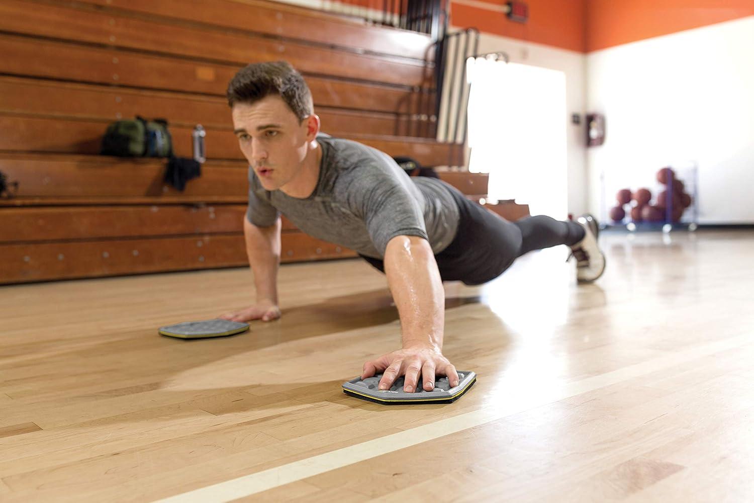 imageSKLZ Slidez DualSided Exercise Glider Discs for Core Stability Exercises for Hands ampamp Feet Court Use greyCourt