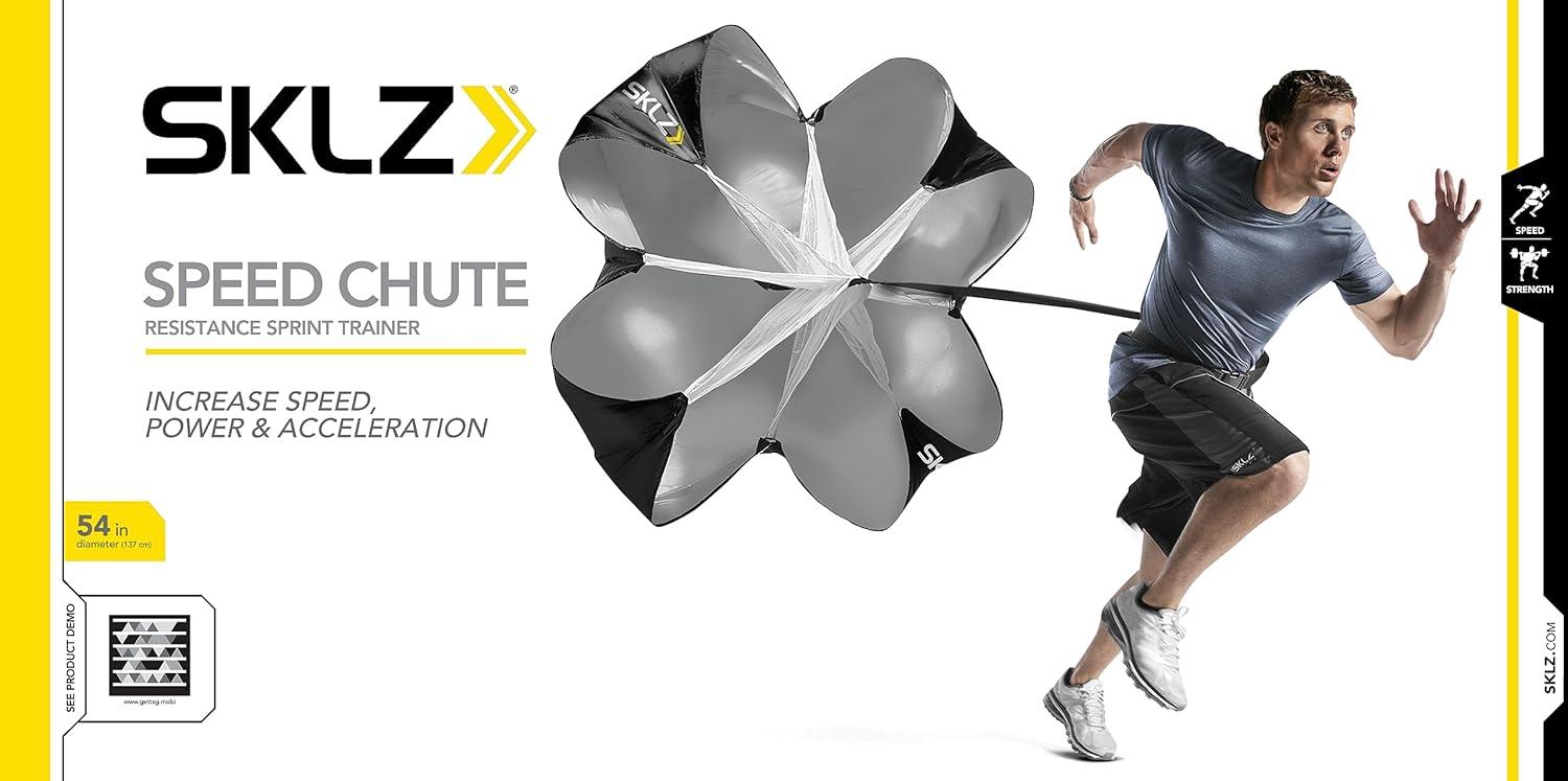 imageSKLZ Speed Chute Resistance Parachute for Speed and Acceleration Training GreyBlack 54Inch54Inch