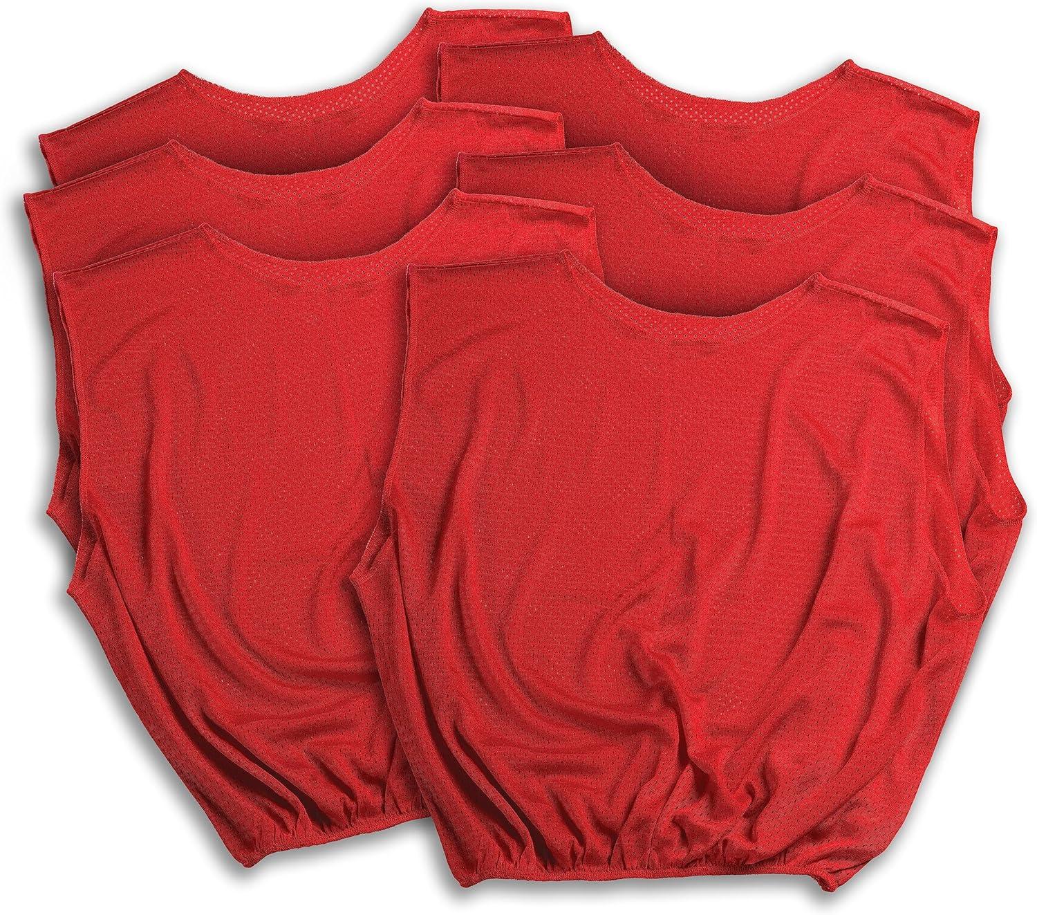 imageSKLZ Sports Mesh Practice Jersey Pack of 6 Durable and Breathable Jerseys for Team Sports Football Basketball SoccerRed