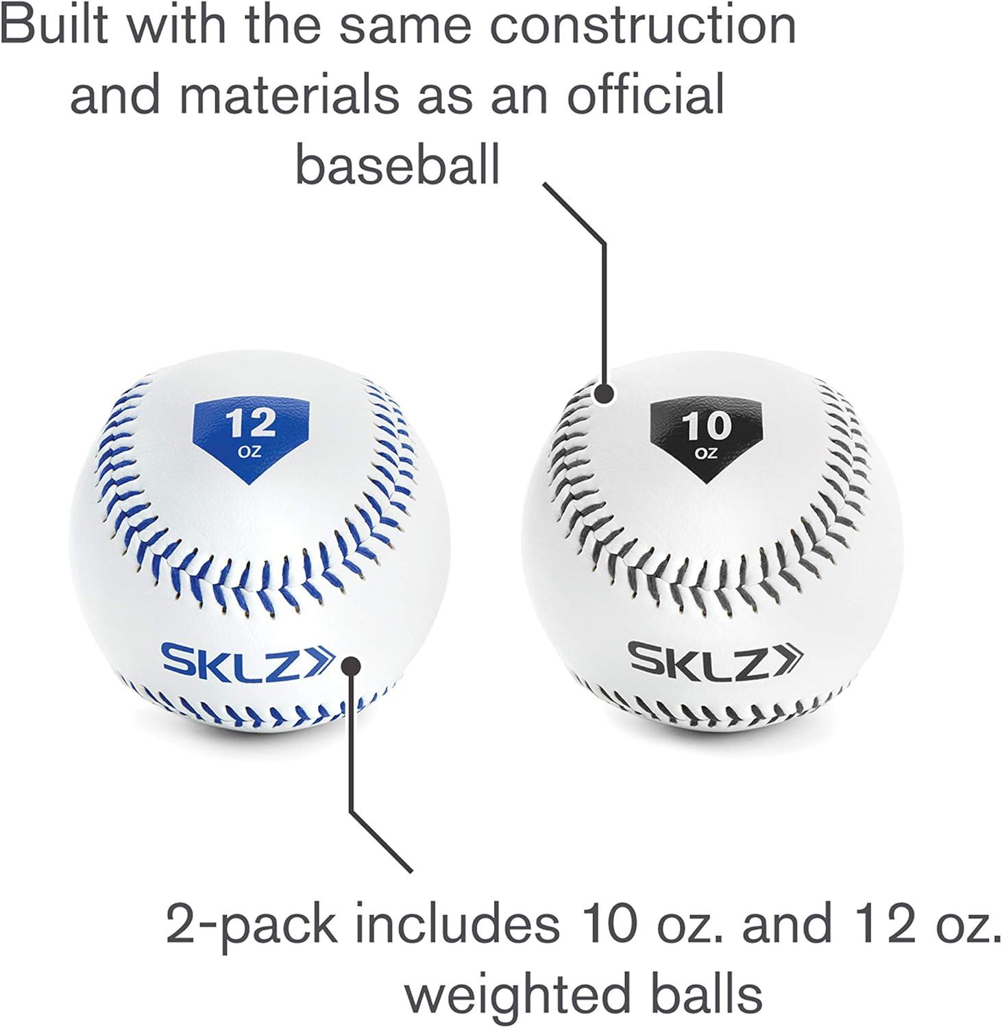 imageSKLZ Weighted Throwing Baseballs 2Pack 10 Ounce and 12 OunceWhite2 pack