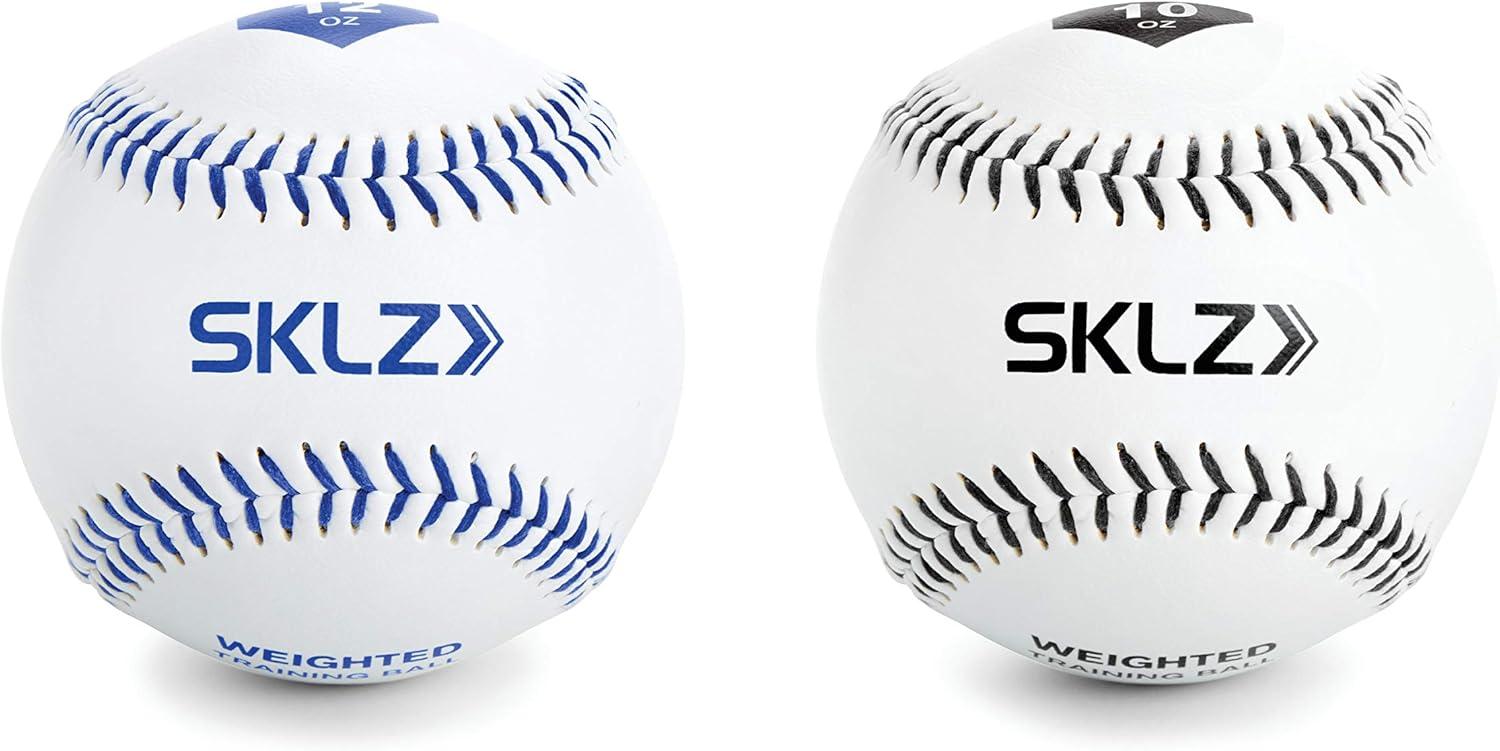 imageSKLZ Weighted Throwing Baseballs 2Pack 10 Ounce and 12 OunceWhite2 pack