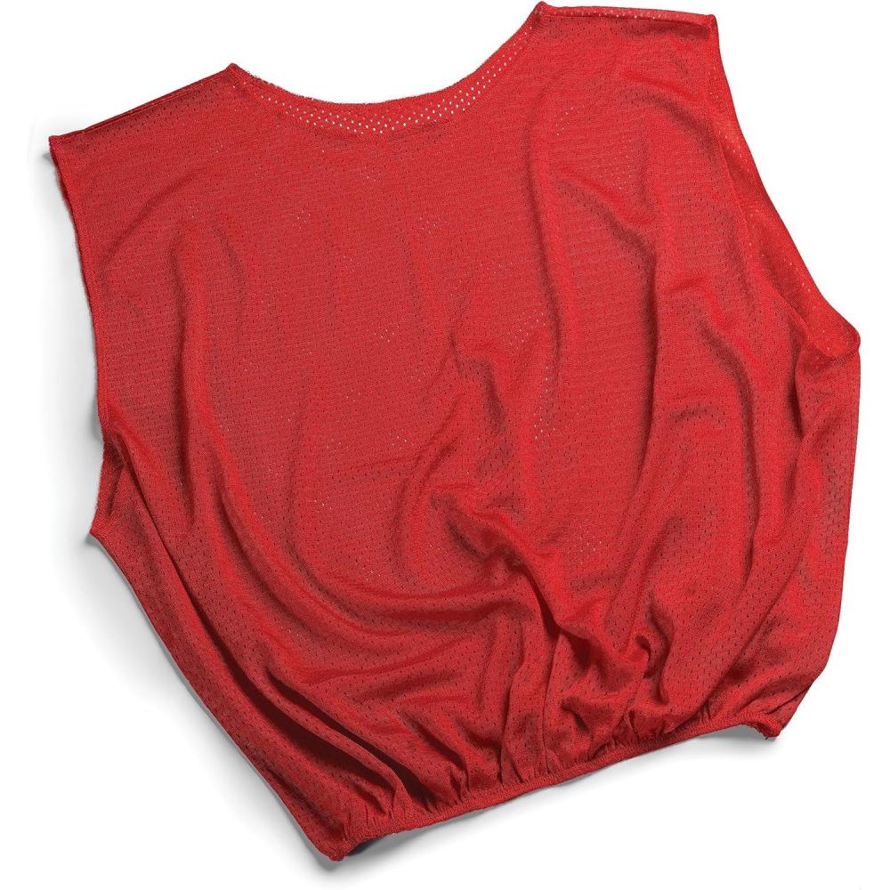 imageSKLZ Sports Mesh Practice Jersey Pack of 6 Durable and Breathable Jerseys for Team Sports Football Basketball SoccerRed