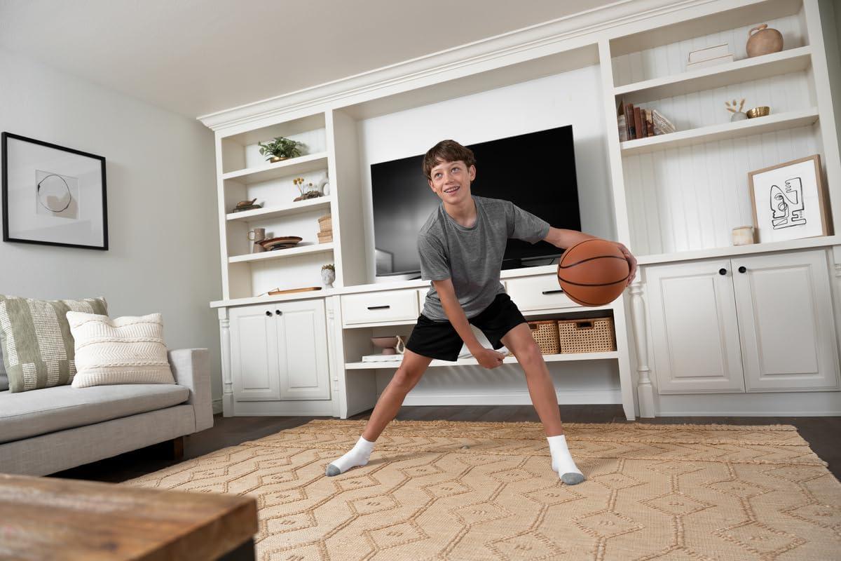 image:imageBashhhketball Silent Indoor Basketball Official Size 295 Foam Training Basketball for Home Dribbling Practice Quiet Durable Lightweight Ball with Realistic Bounce and GameLike Grip