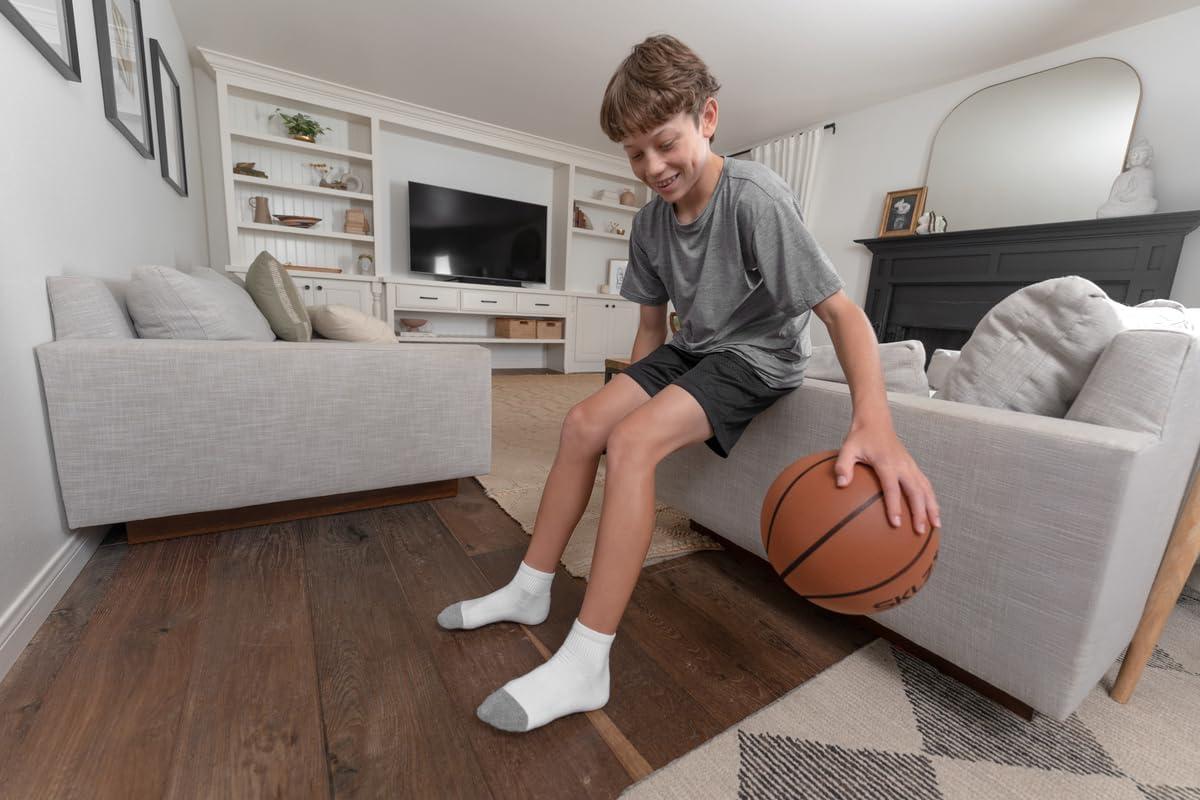 image:imageBashhhketball Silent Indoor Basketball Official Size 295 Foam Training Basketball for Home Dribbling Practice Quiet Durable Lightweight Ball with Realistic Bounce and GameLike Grip